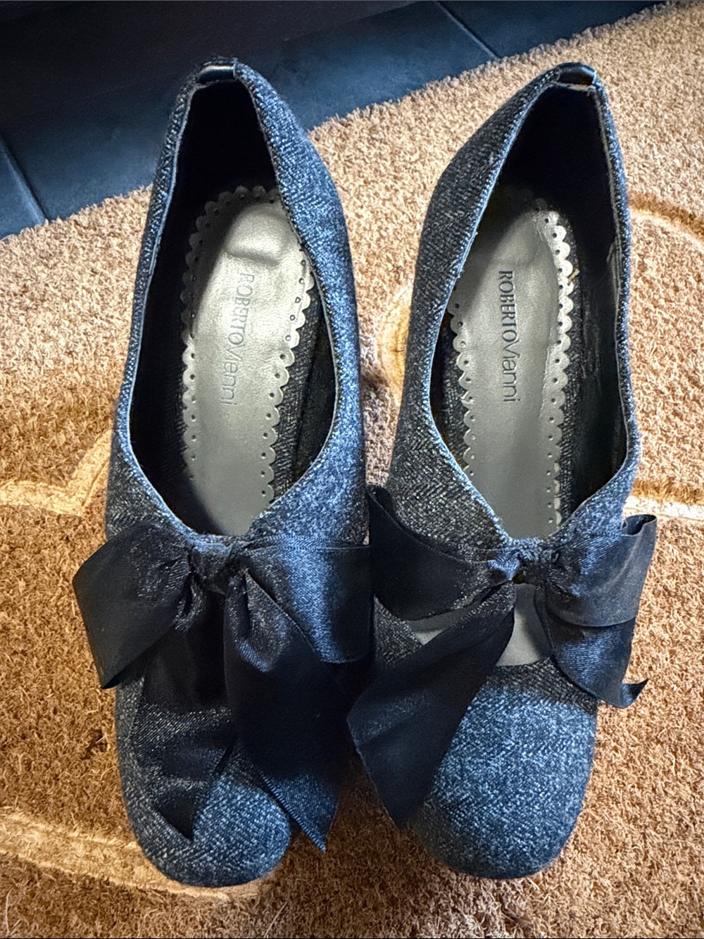 Dark Grey Tweed Bow Heels